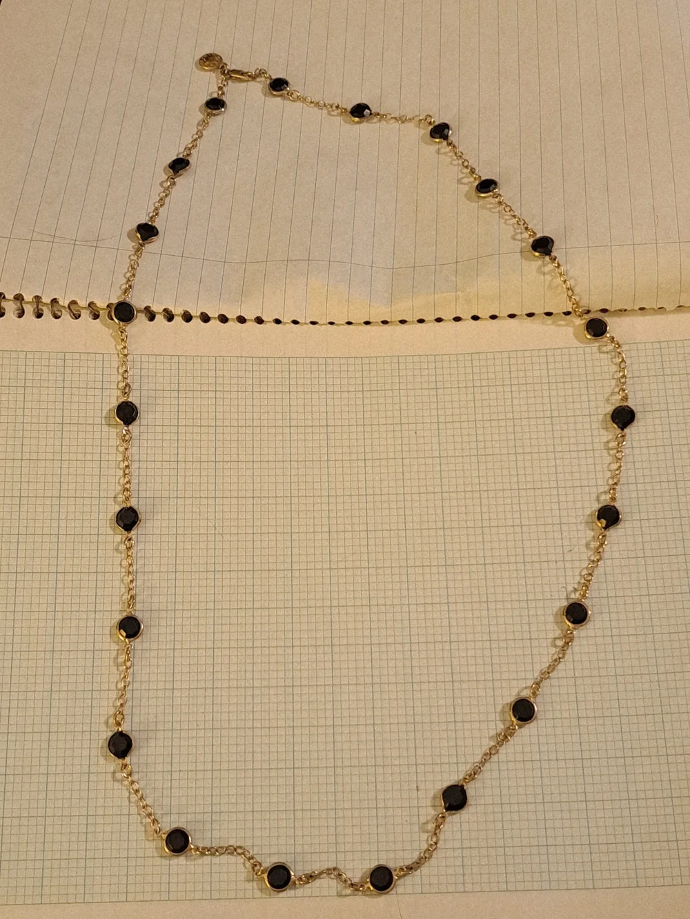 J. Crew Gold-Tone Chain Station Necklace with Black Gem Accents